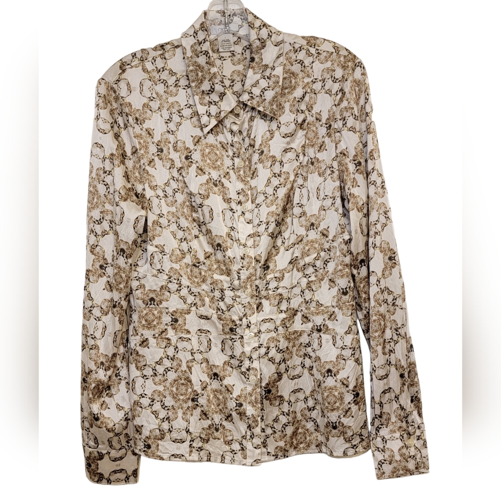 Cache Silk Peplum Button-Down Blouse - image 5